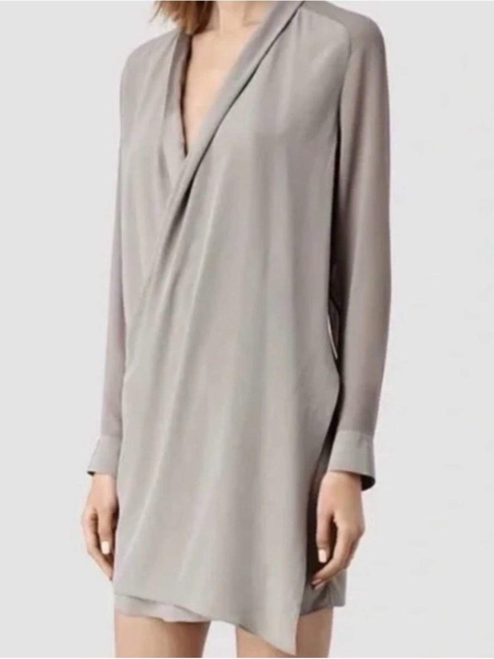 AllSaints Lucas Shirt Dress in greyish beige